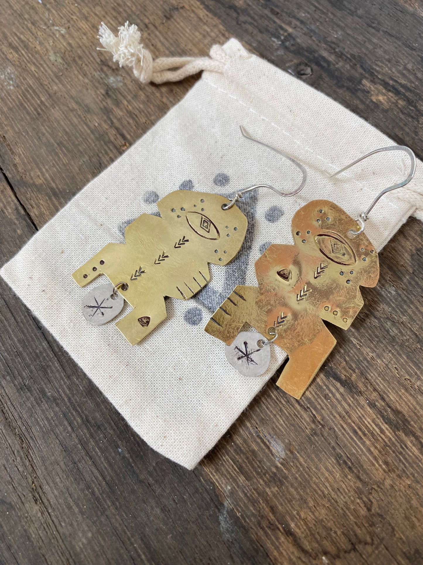 PRIMA Brass and Sterling Silver statement Earrings