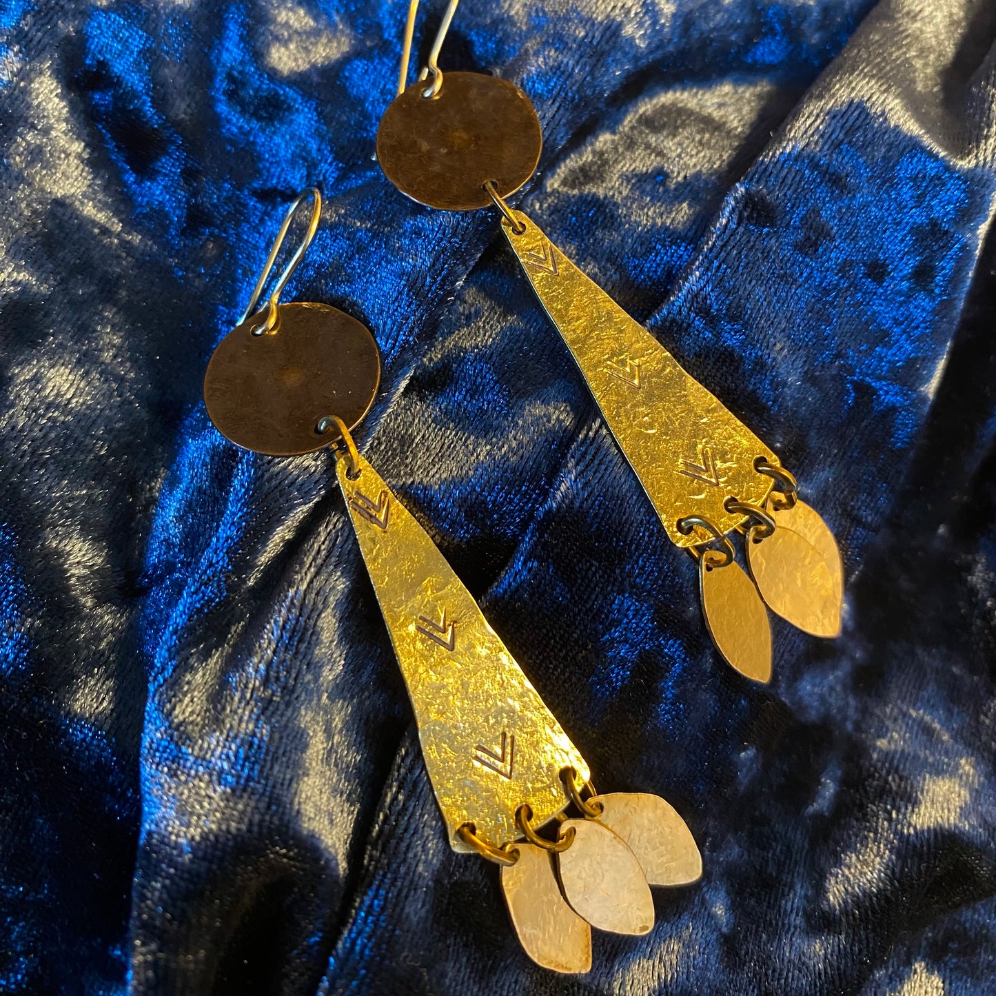 Long Statement Brass Earrings