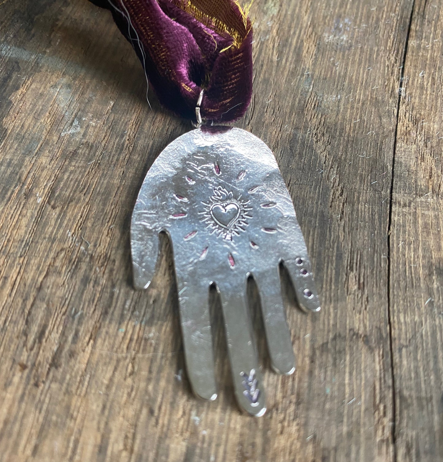 Hand Pendant on Velvet Ribbon
