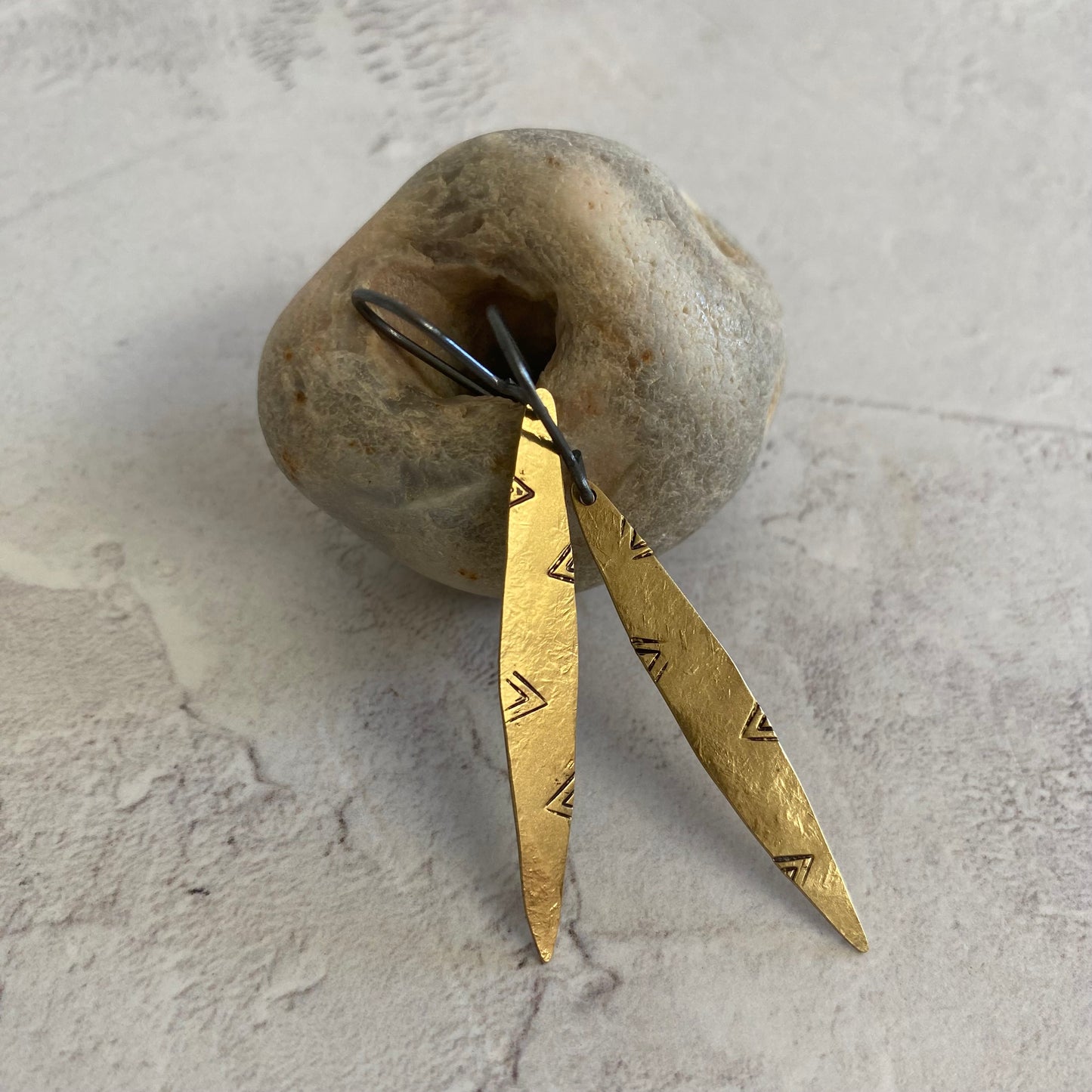 ELLIPSE Brass Hammered Earrings