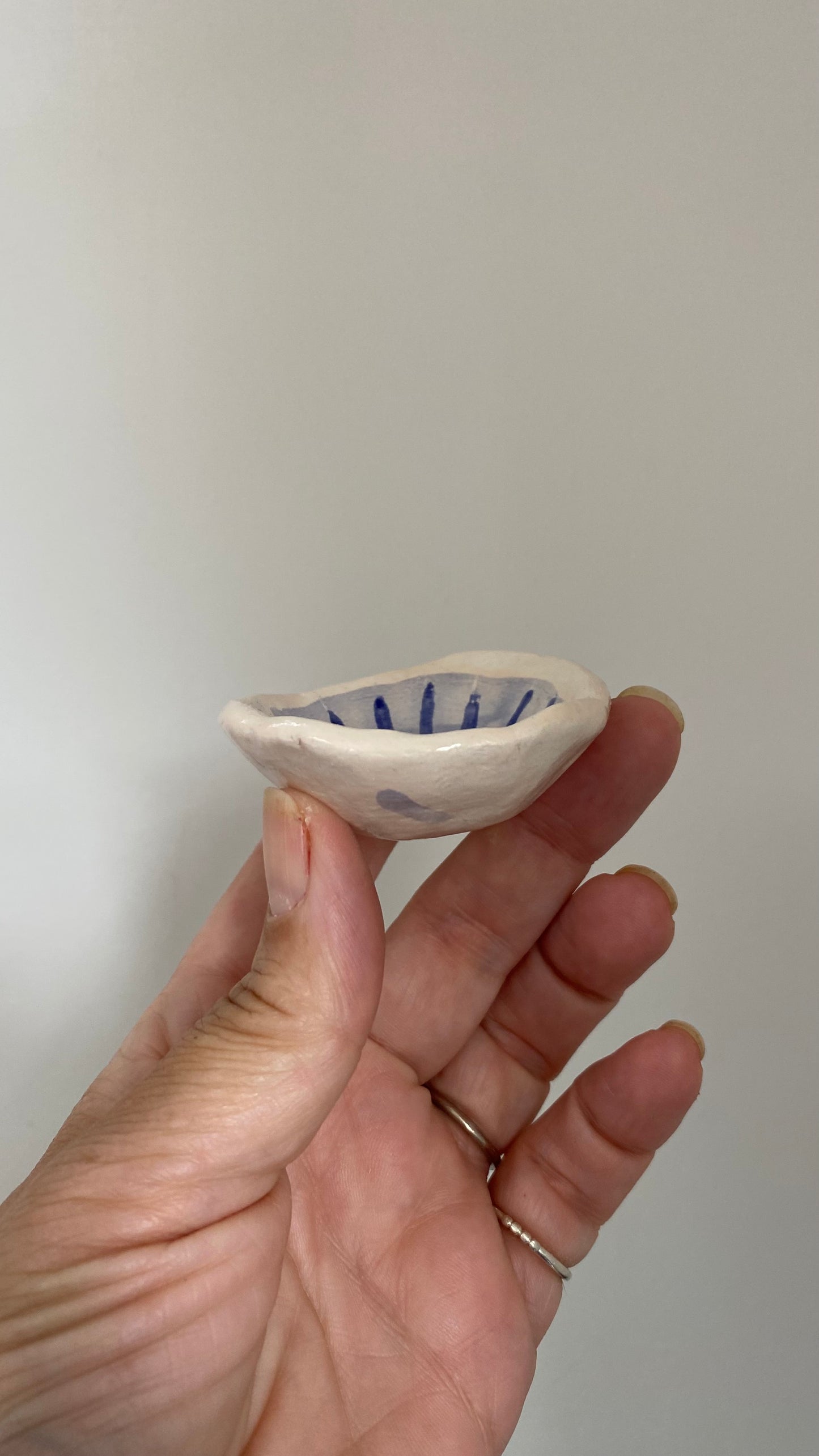 Ceramic Trinket Dish - Decorative Bowl - Ring Dish - Figure - Illustration - Beltane- Delft Inspired