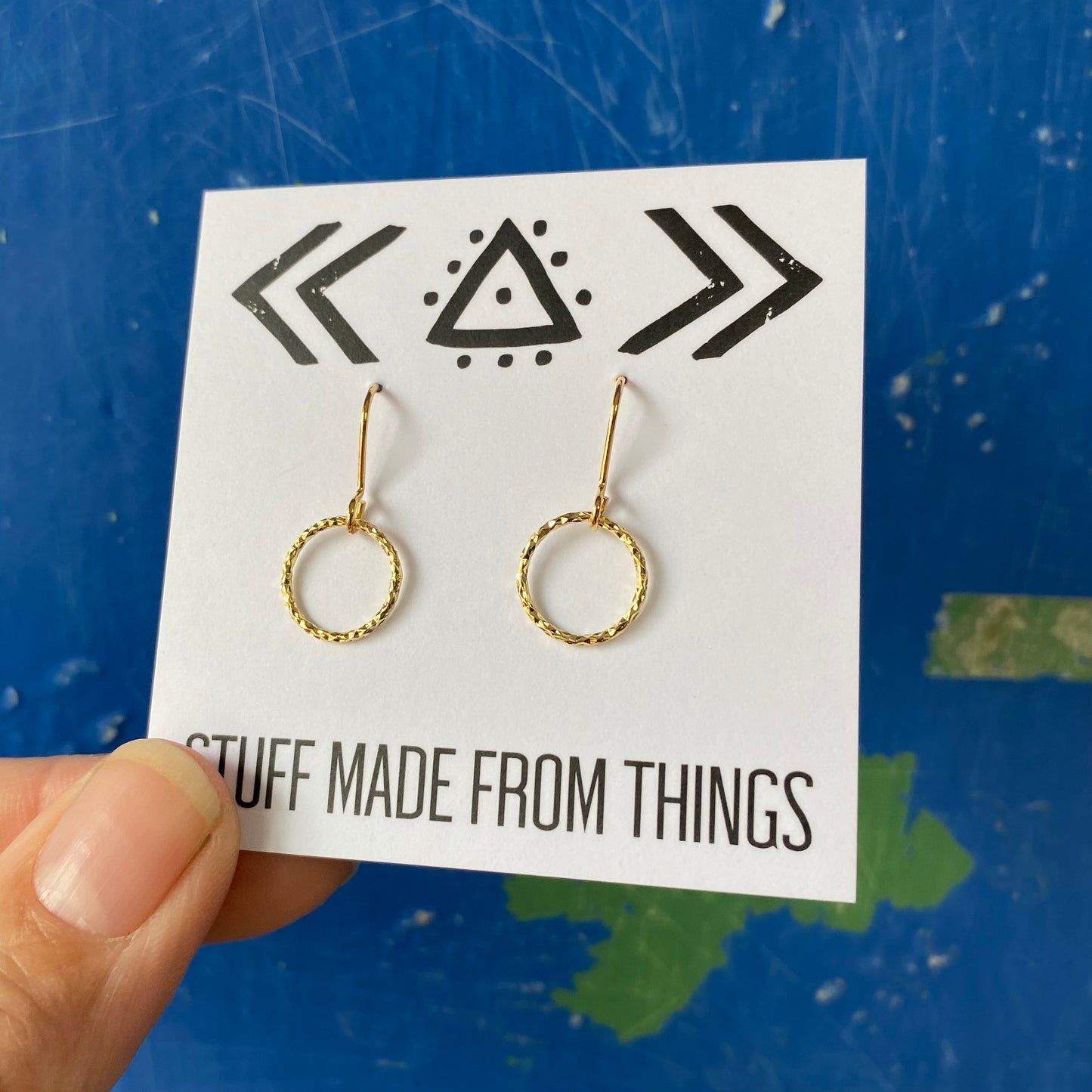 Tiny Golden Diamond Cut Hoops