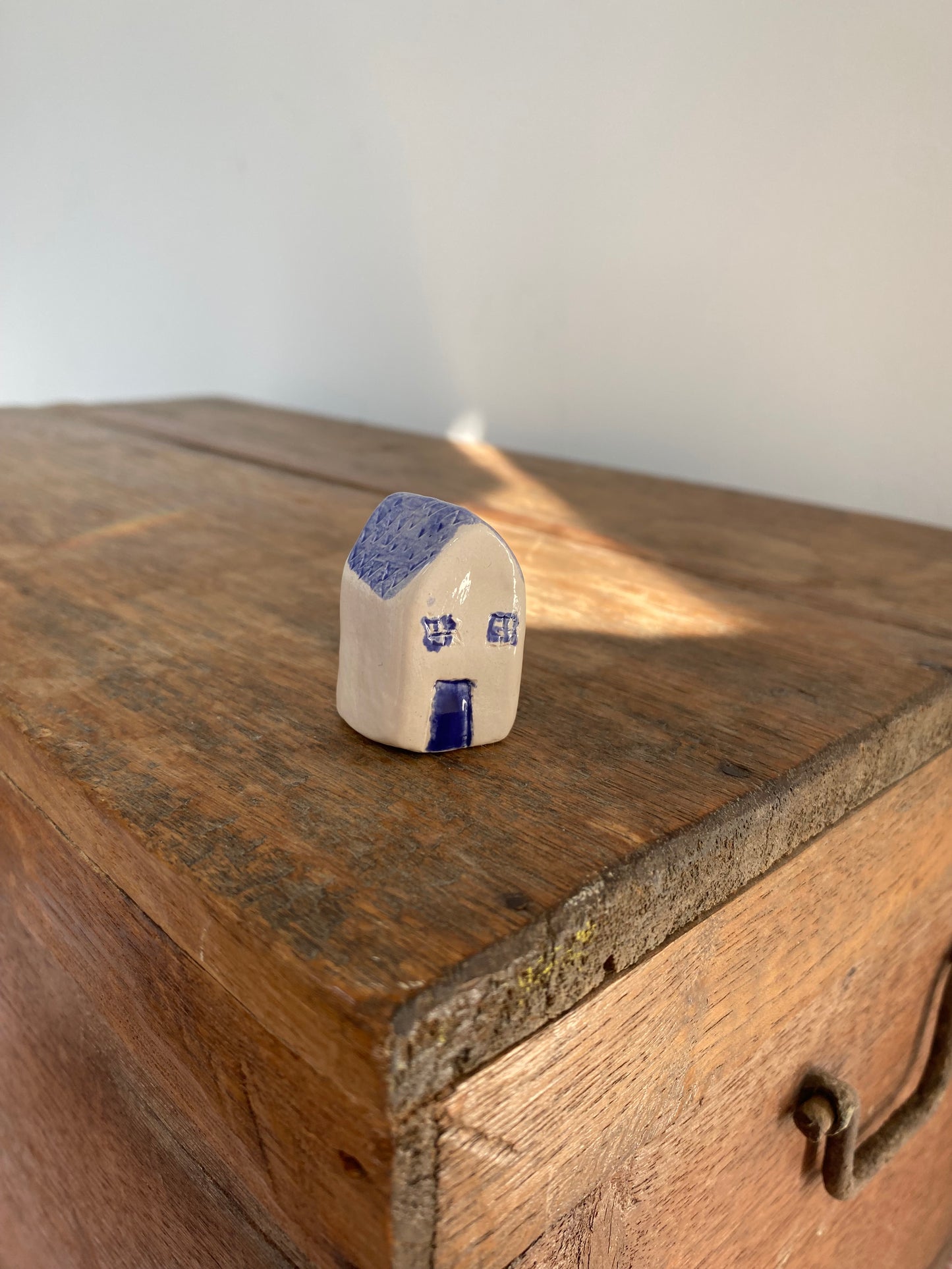 Tiny Wonky Ceramic House: Handmade Clay Village Shelf Decor