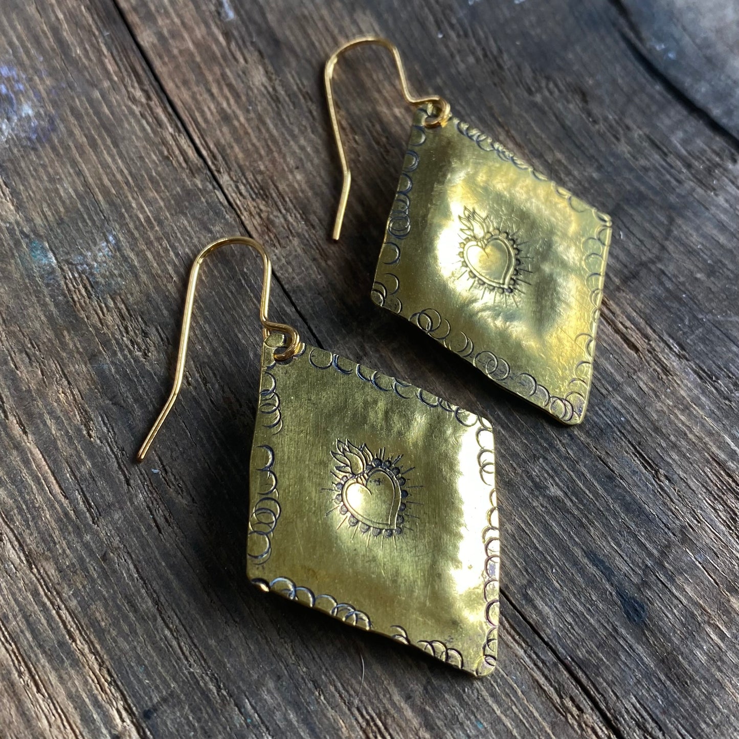 CORAZON Golden Brass Repoussé Earrings