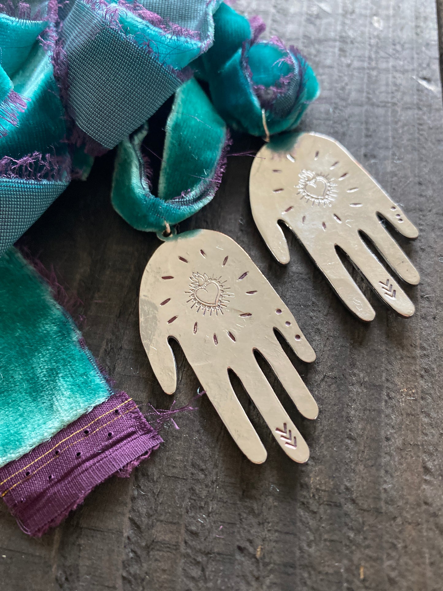 Hand Pendant on Velvet Ribbon