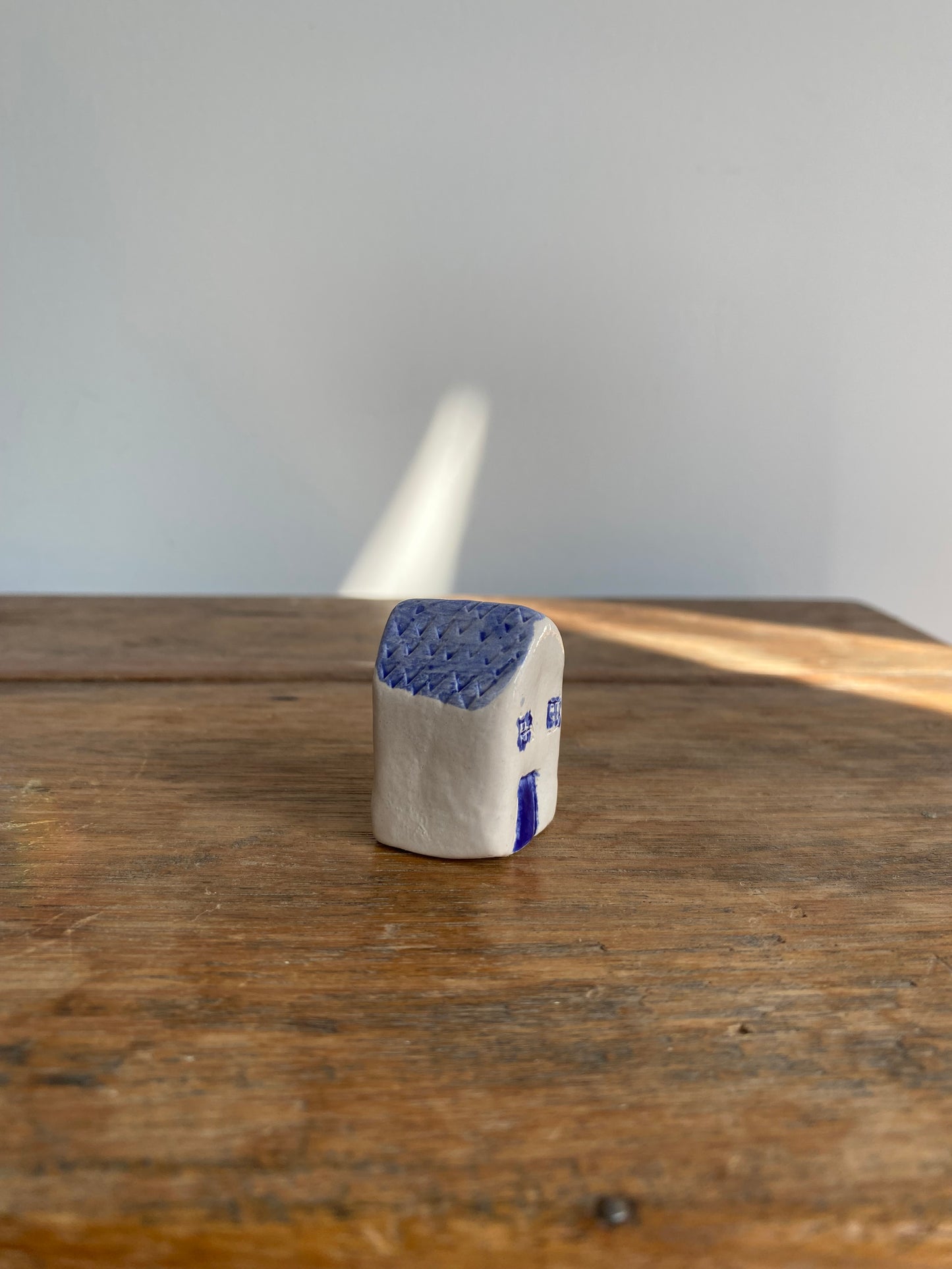 Tiny Wonky Ceramic House: Handmade Clay Village Shelf Decor