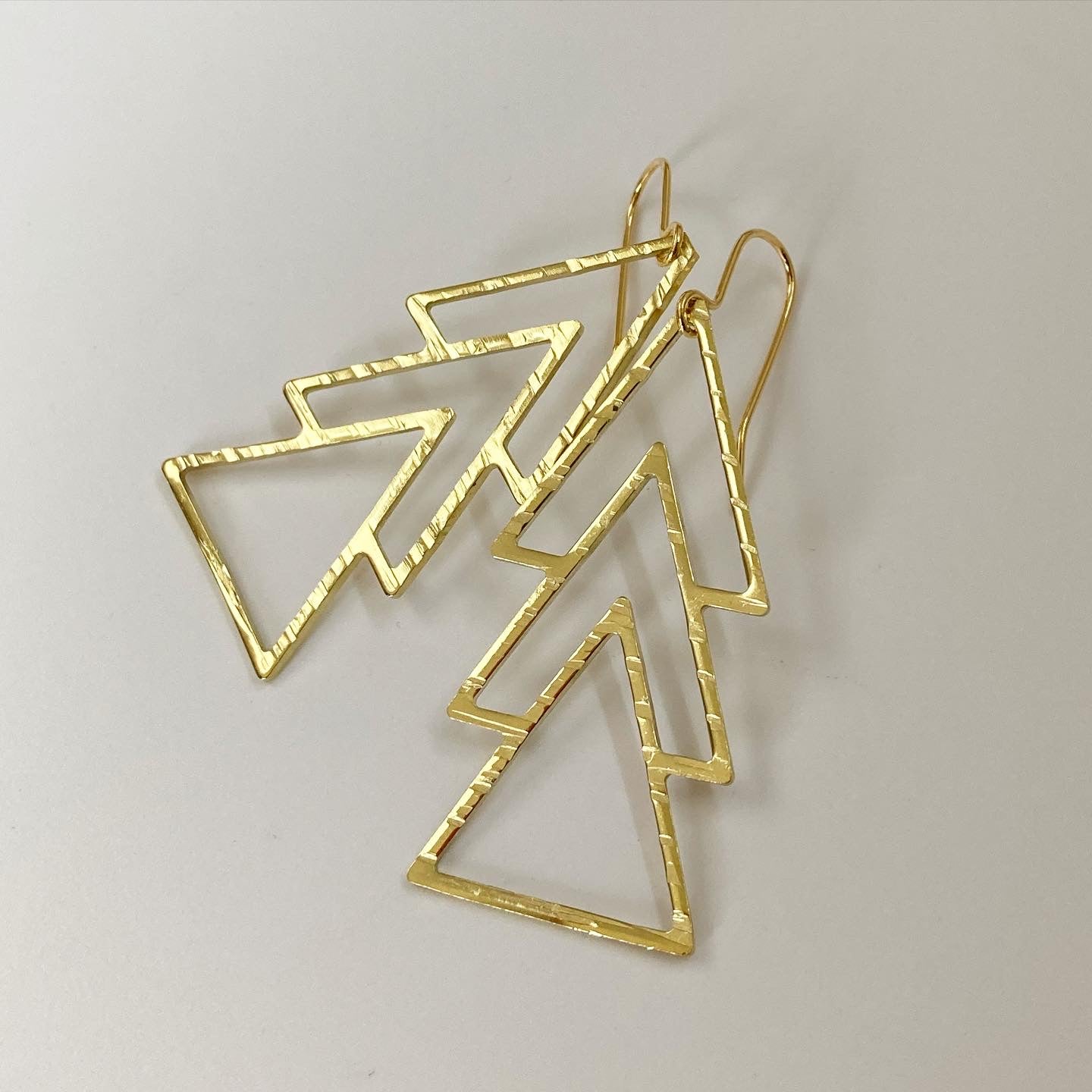 Triple Triangle Earrings in Brass