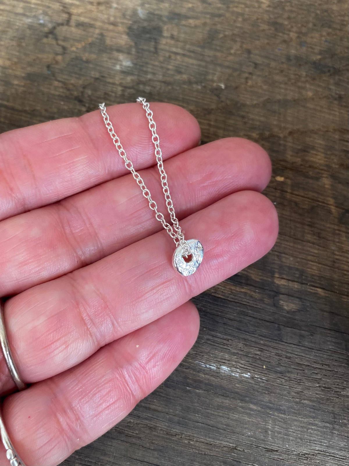 Hag Stone Recycled Sterling Silver Necklace