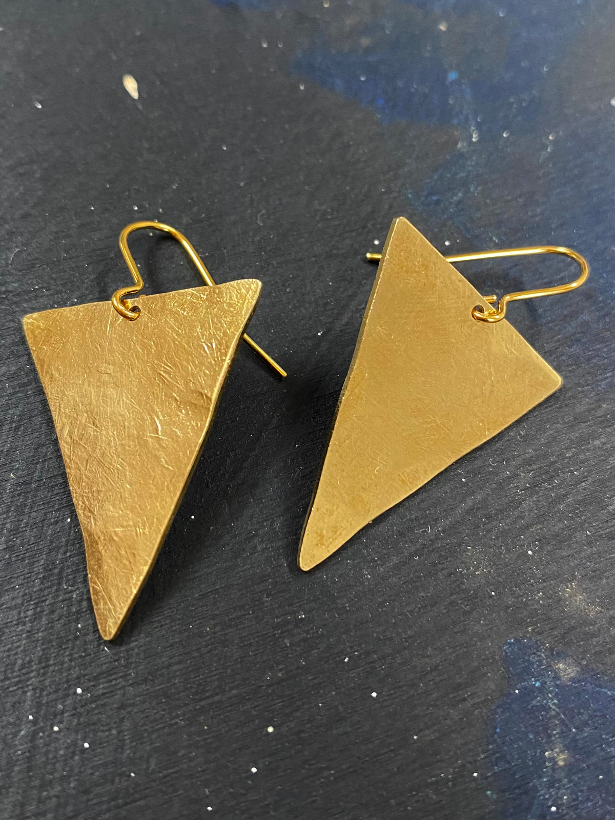 Isosceles Earrings in Raw Brass