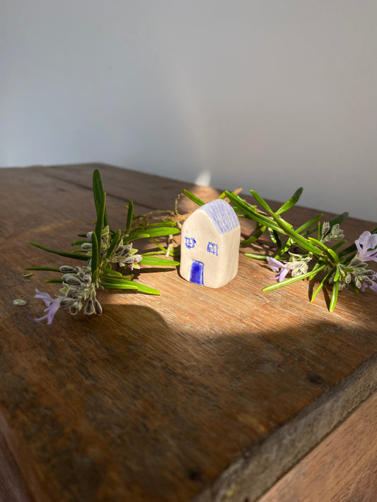 Tiny Wonky Ceramic House: Handmade Clay Village Shelf Decor