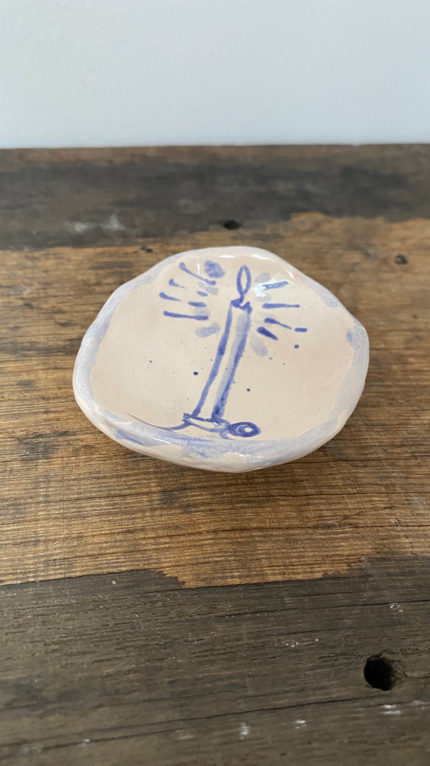 Ceramic Trinket Dish - Decorative Bowl - Ring Dish - Illustration - Candle - Delft Inspired
