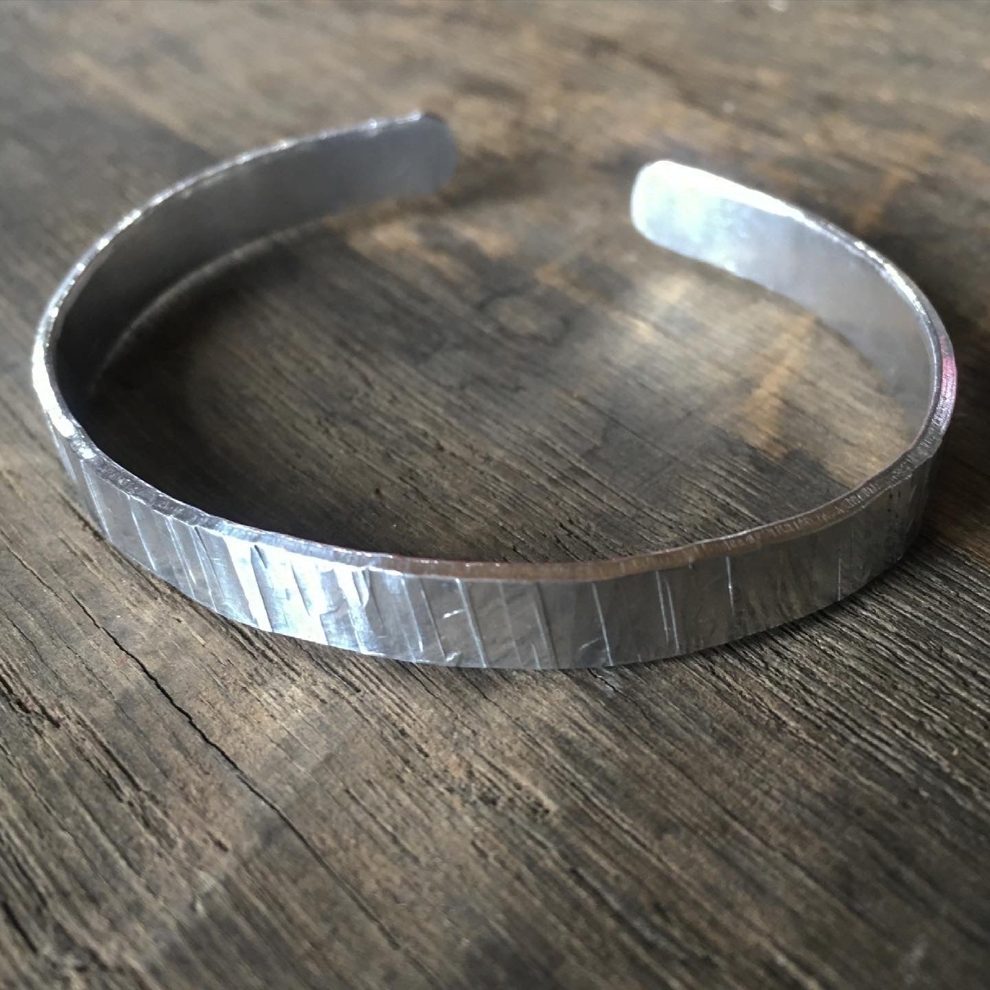 Hammered Silver Aluminium Cuff