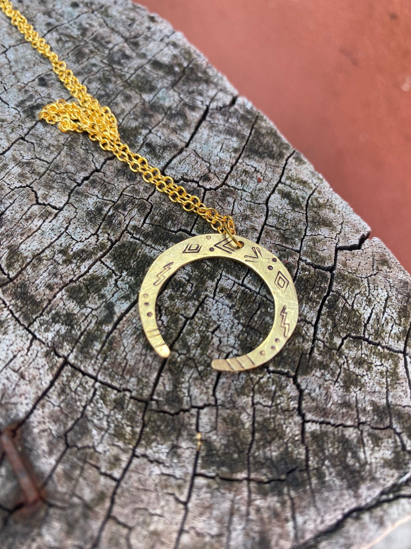 VENUS Moon Raw Brass Necklace
