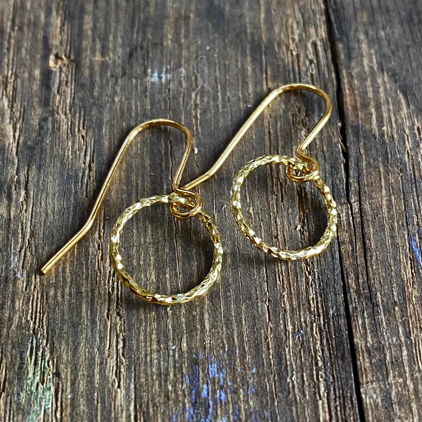 Tiny Golden Diamond Cut Hoops
