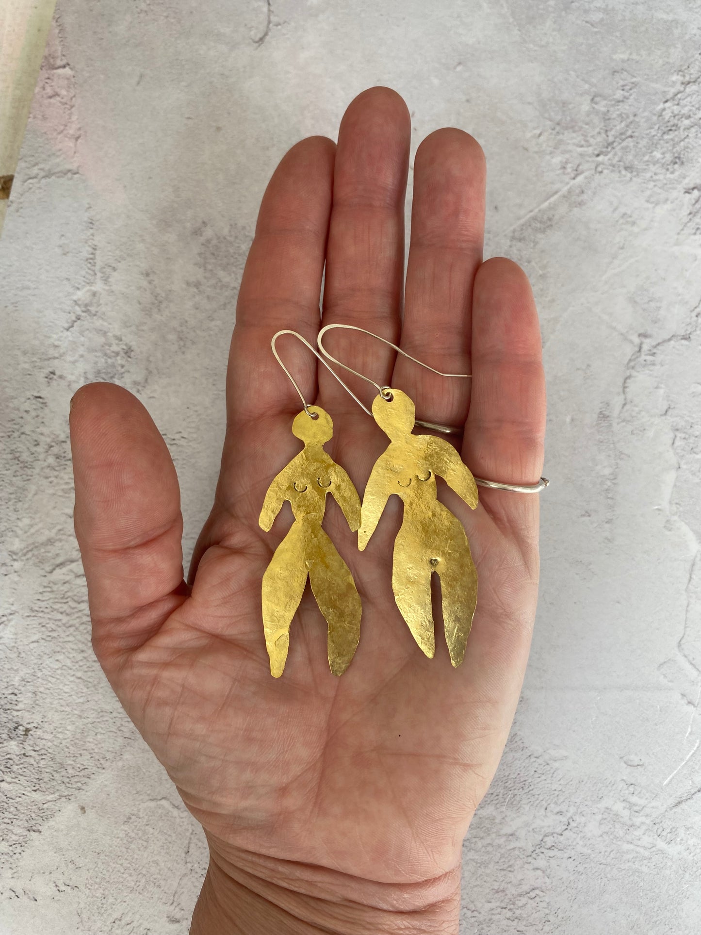 Merry Maidens Brass Statement Earrings