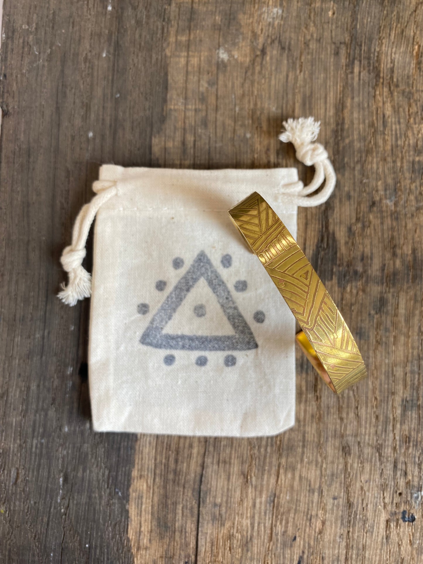 THREAD Etched Brass Cuff