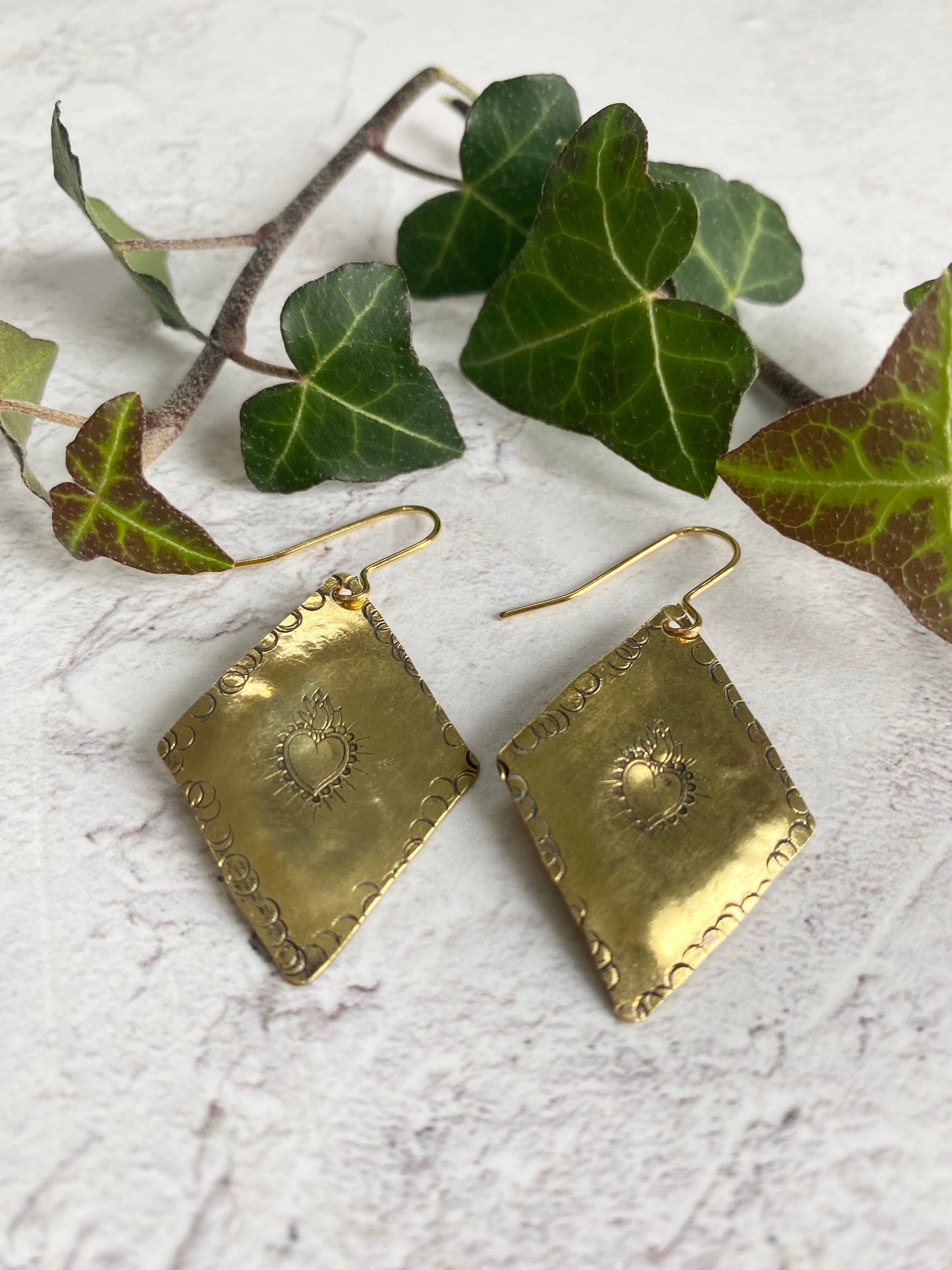 CORAZON Golden Brass Repoussé Earrings