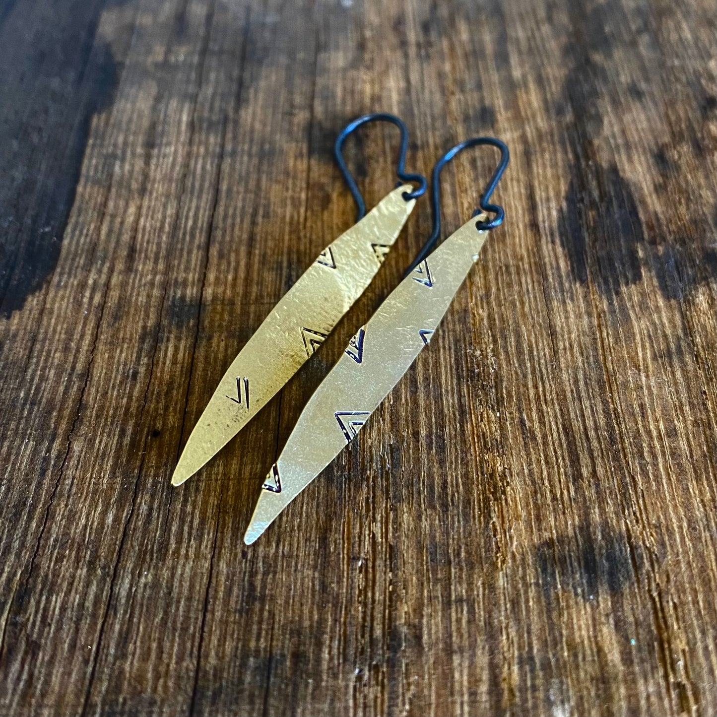 ELLIPSE Brass Hammered Earrings