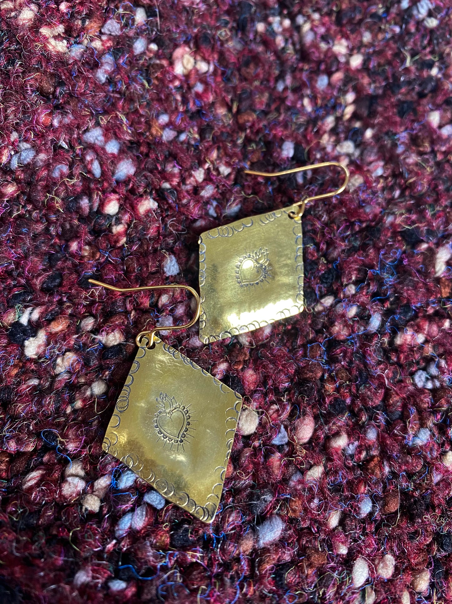 CORAZON Golden Brass Repoussé Earrings