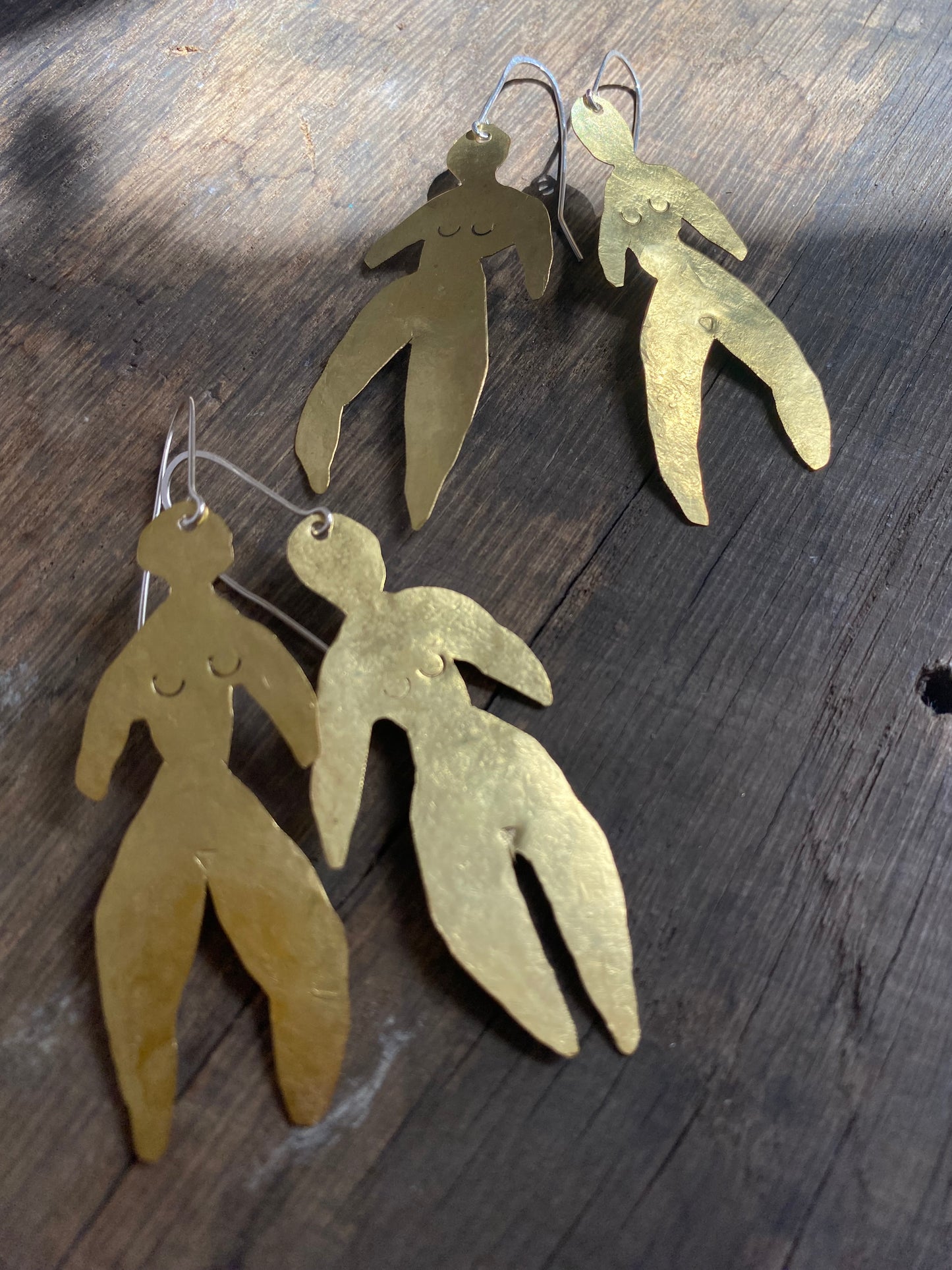 Merry Maidens Brass Statement Earrings