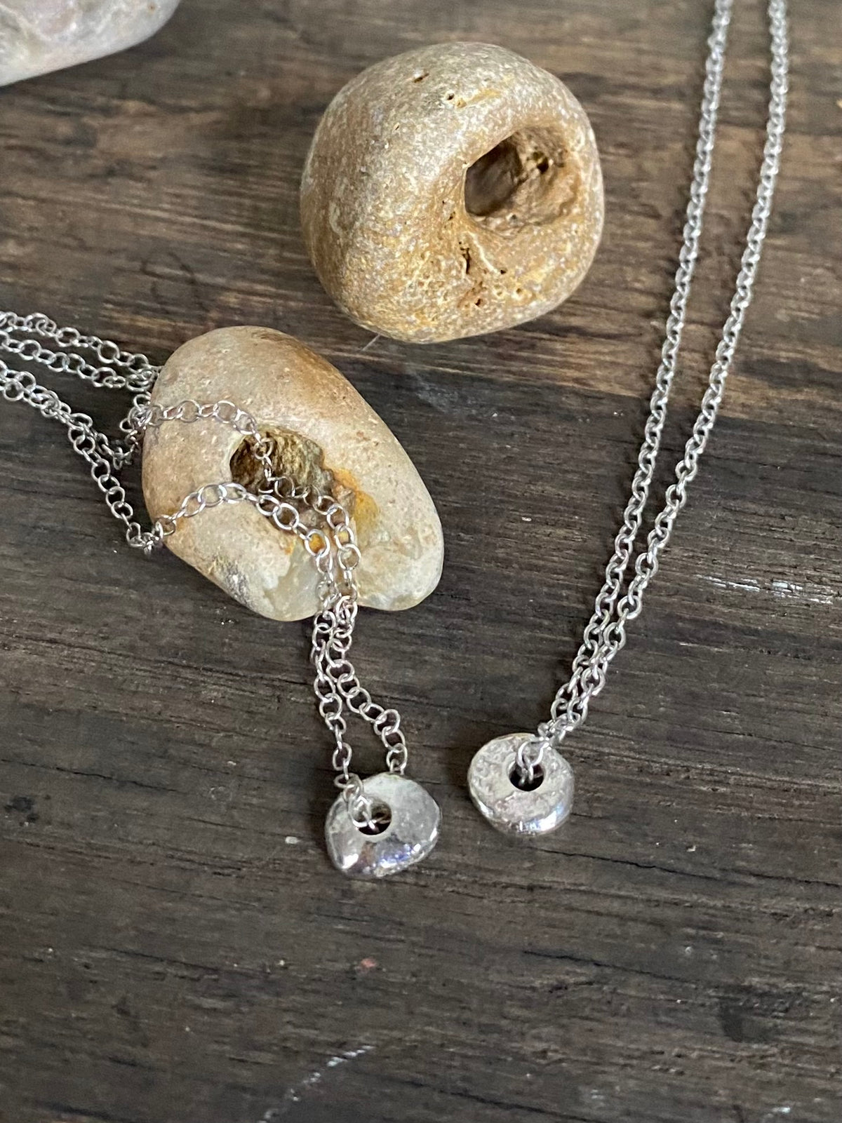 Hag Stone Recycled Sterling Silver Necklace