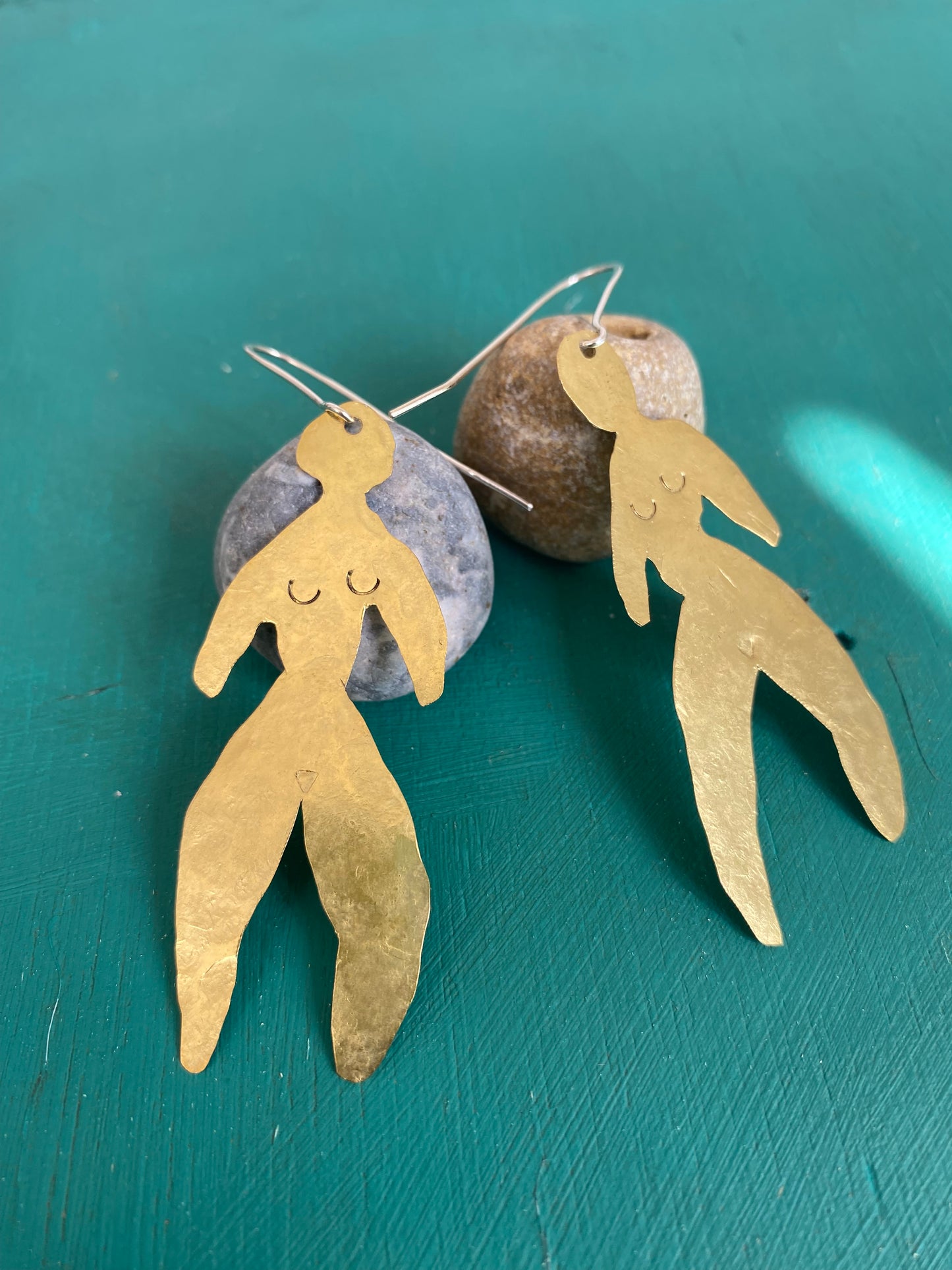 Merry Maidens Brass Statement Earrings