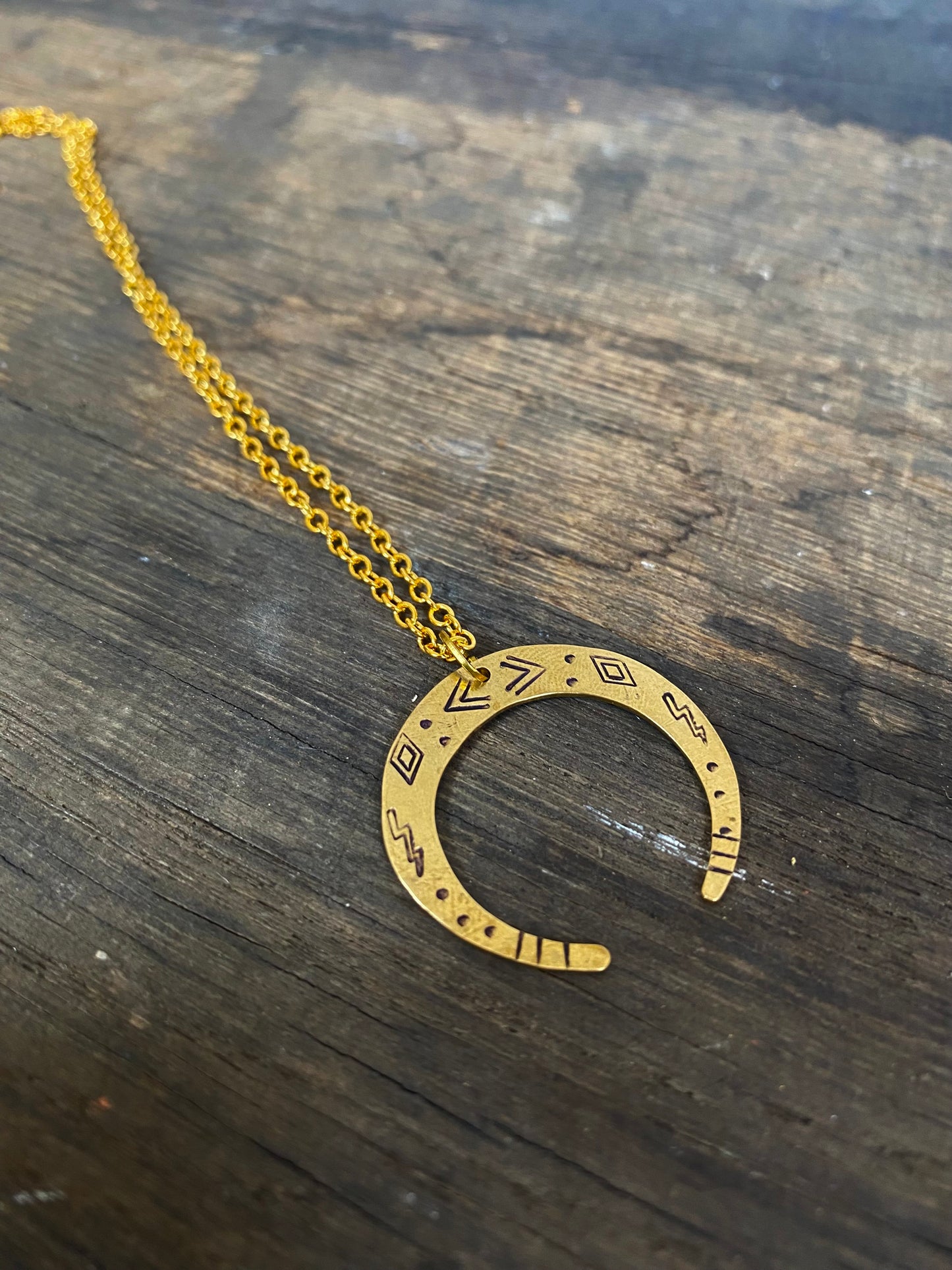 VENUS Moon Raw Brass Necklace