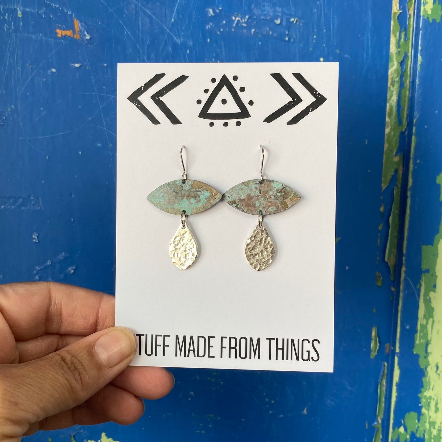 SACRED TEARS Turquoise Patina and Hammered Aluminium