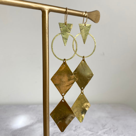 CASCADE Earrings in Golden Brass