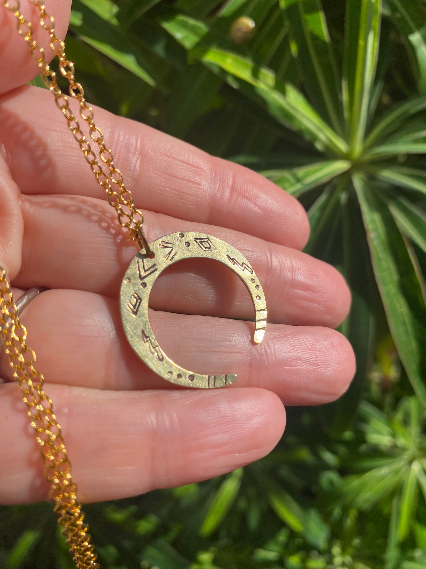 VENUS Moon Raw Brass Necklace
