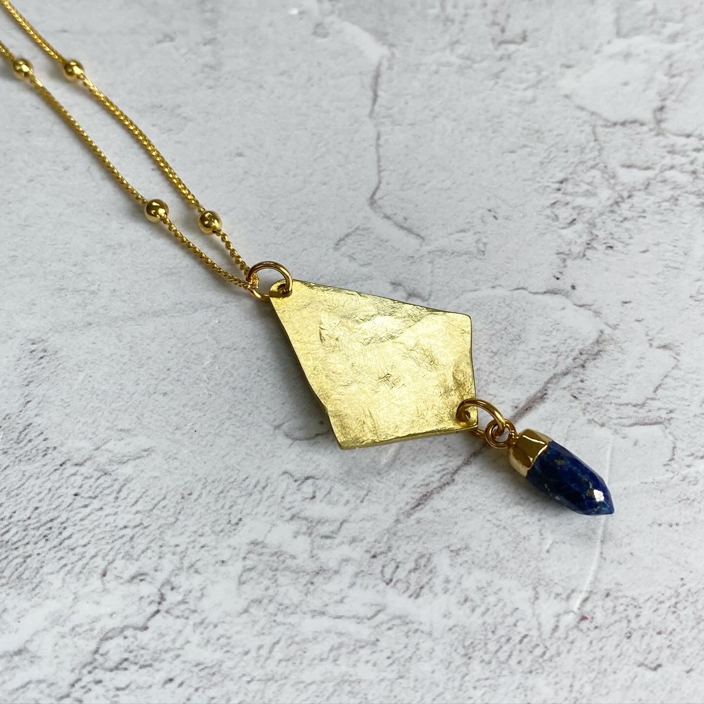 Lapis Lazuli Brass Diamond Necklace