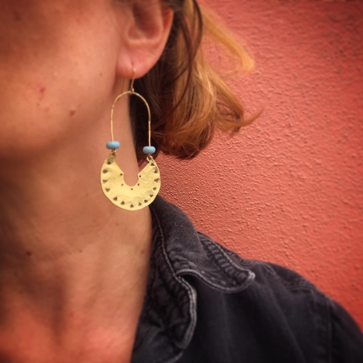 ADELITA Beaded Brass Earrings