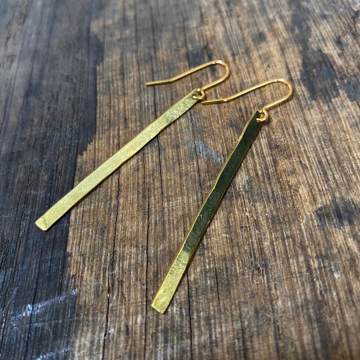 Long Delicate Gold Brass Earrings