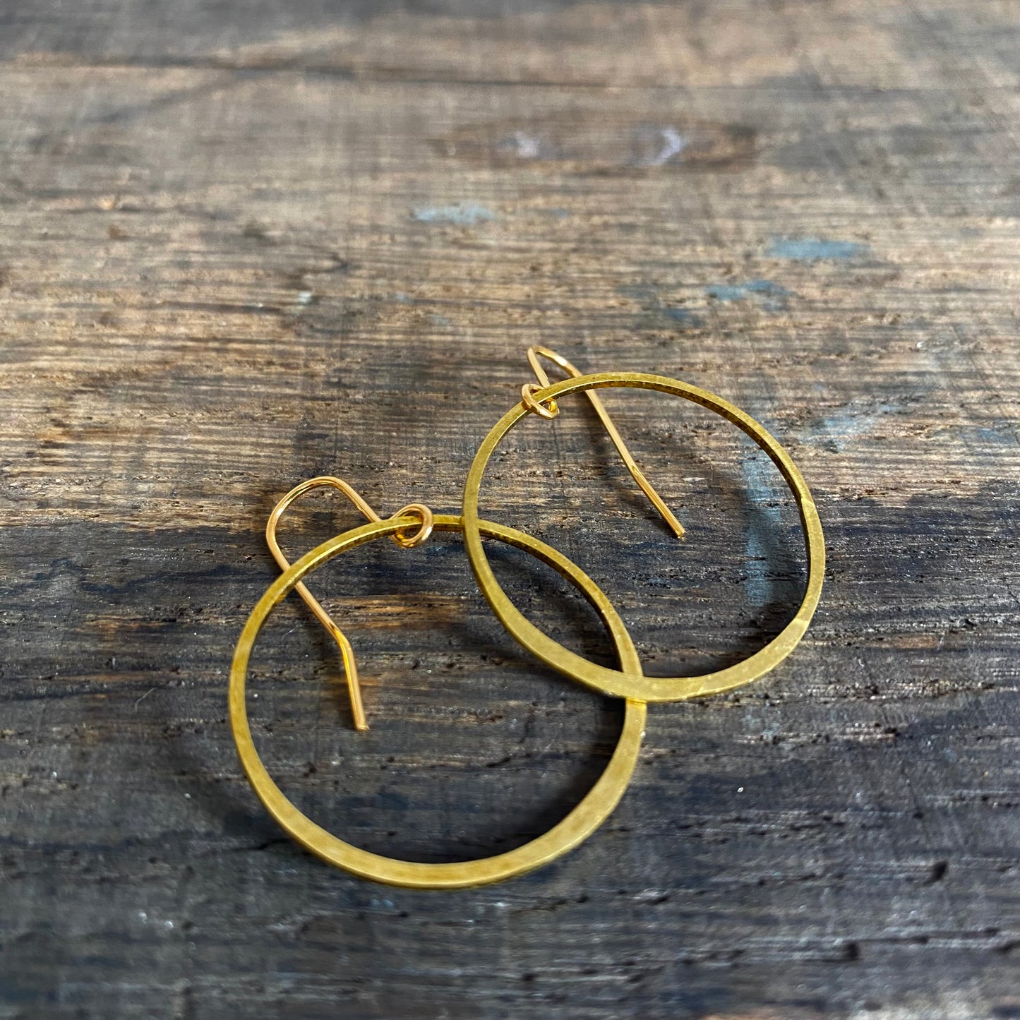 Large Planished Brass Hoops