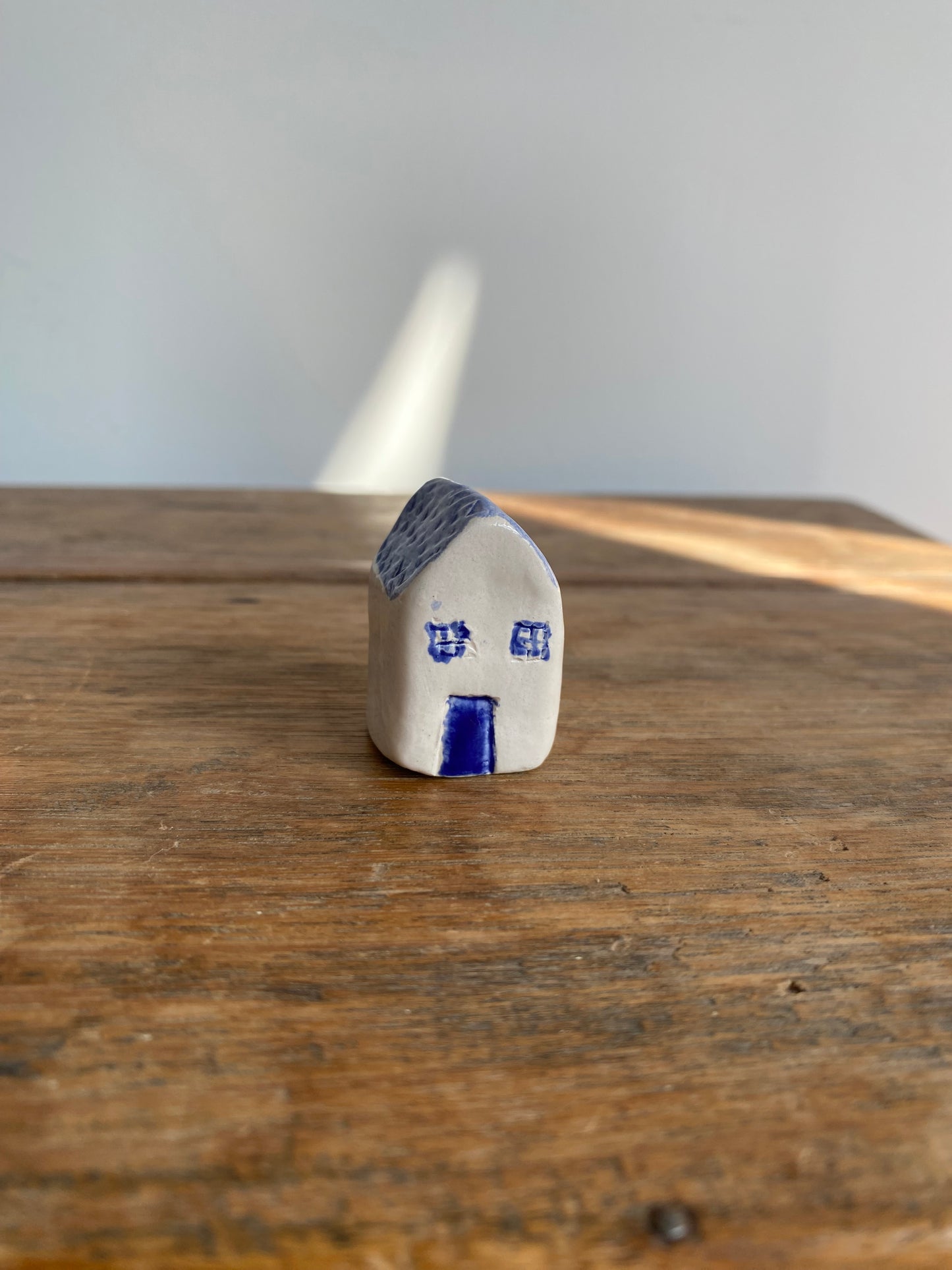 Tiny Wonky Ceramic House: Handmade Clay Village Shelf Decor