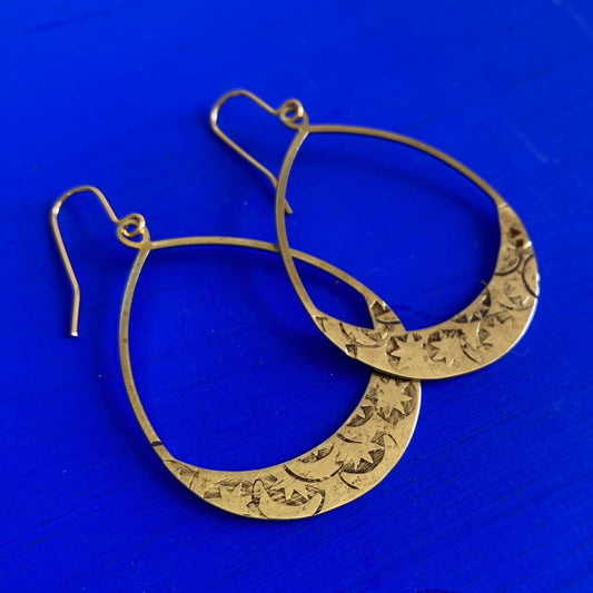 CELESTE  Star and Moon Hoop Earrings