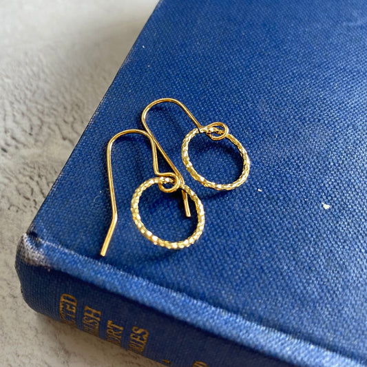 Tiny Golden Diamond Cut Hoops