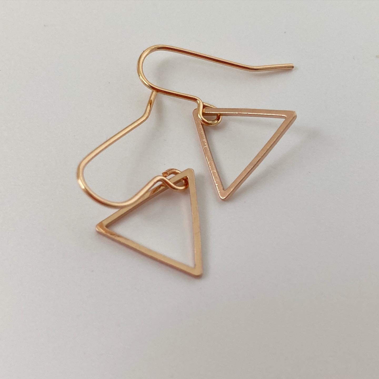 Tiny Rose Gold Plated Triangle Hoop Earrings
