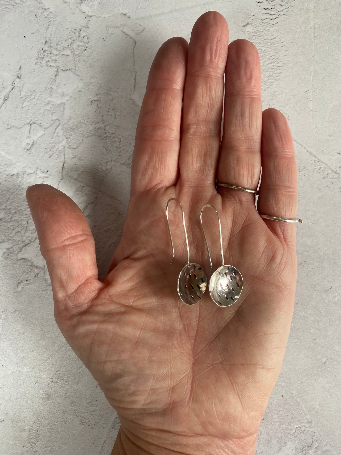 SIDHEL Handmade Recycled Sterling Silver Earrings with Dash design