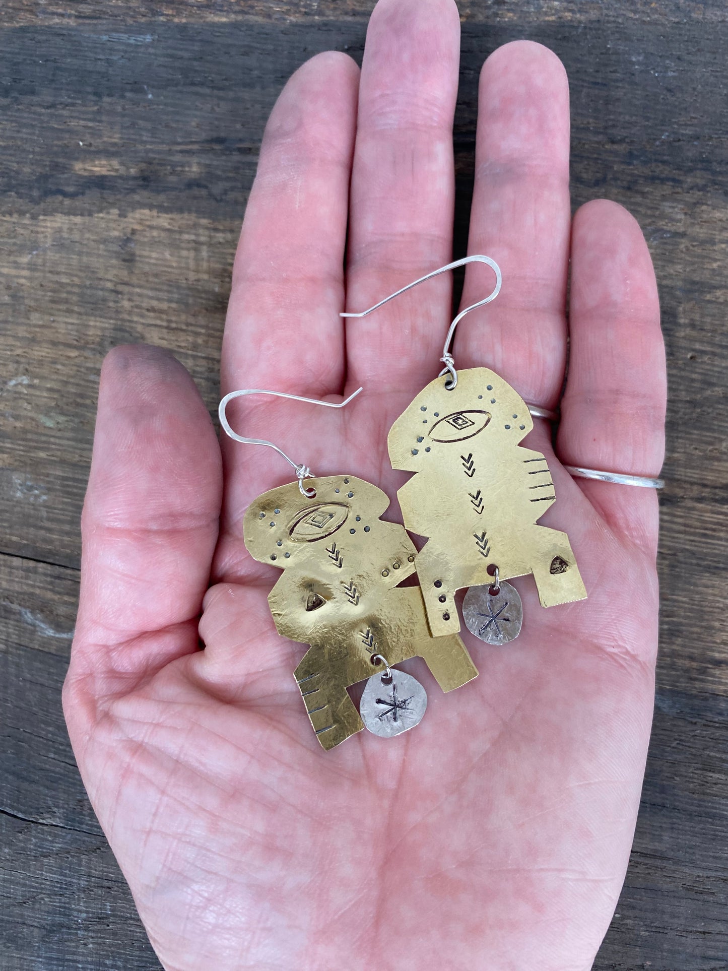 PRIMA Brass and Sterling Silver statement Earrings
