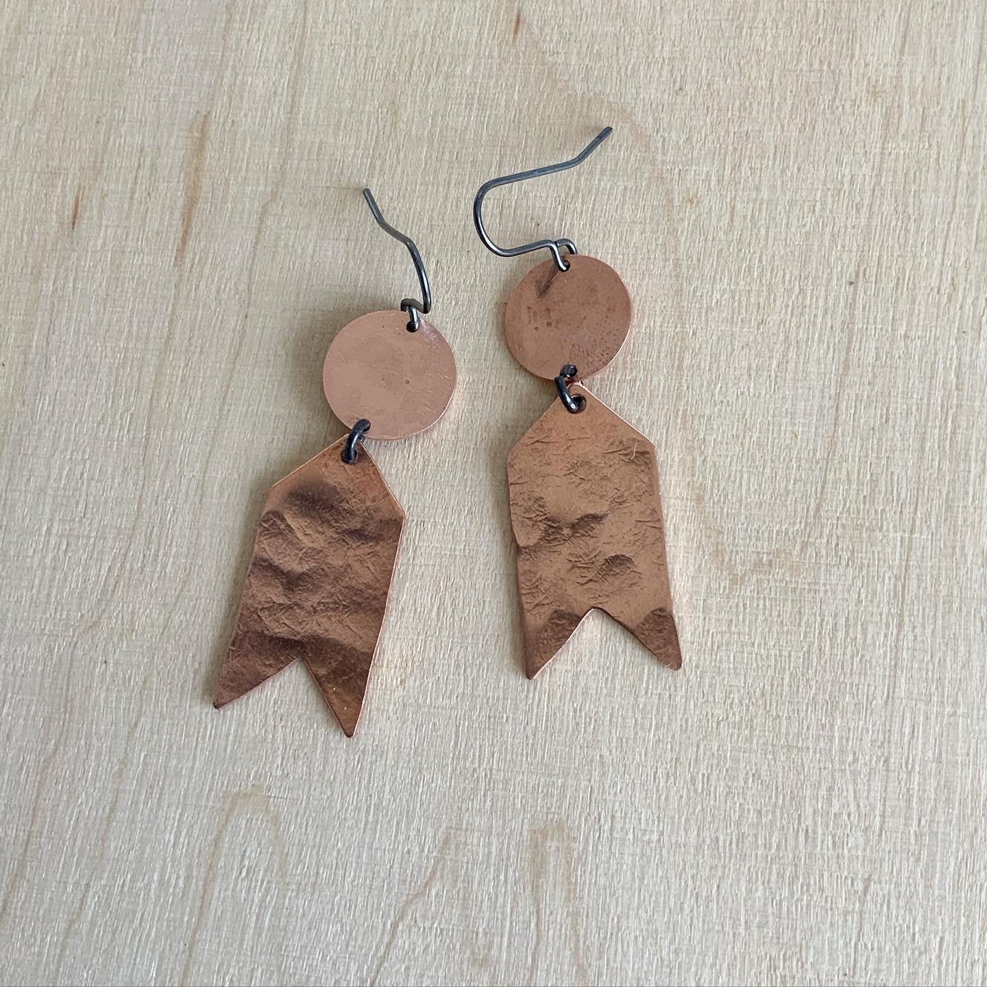 Hammered Copper Chevron Earrings