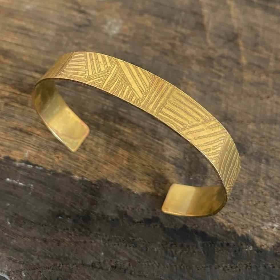 THREAD Etched Brass Cuff