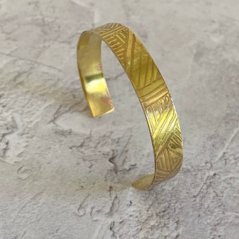 THREAD Etched Brass Cuff