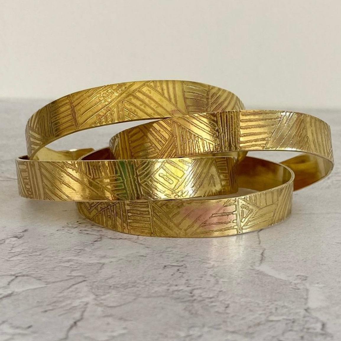 THREAD Etched Brass Cuff