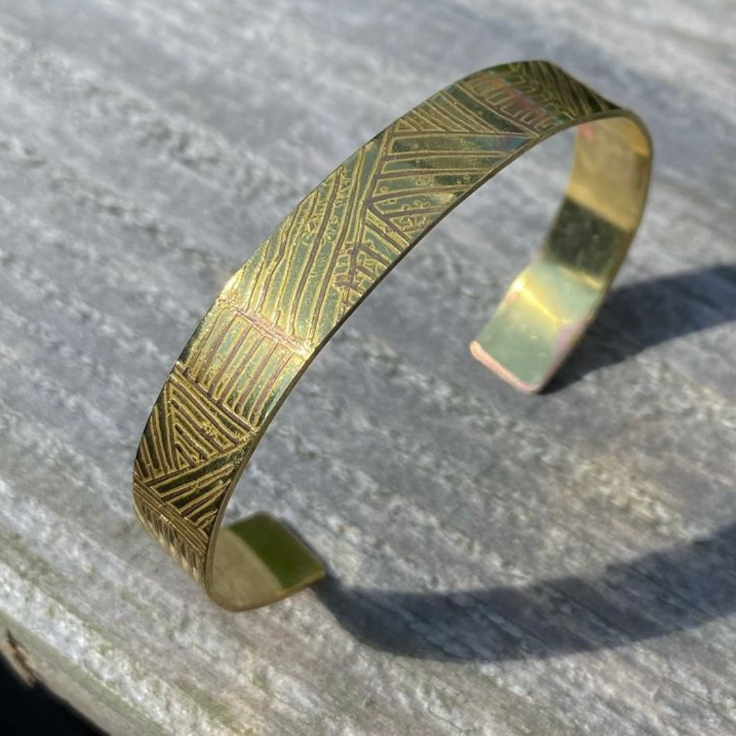 THREAD Etched Brass Cuff