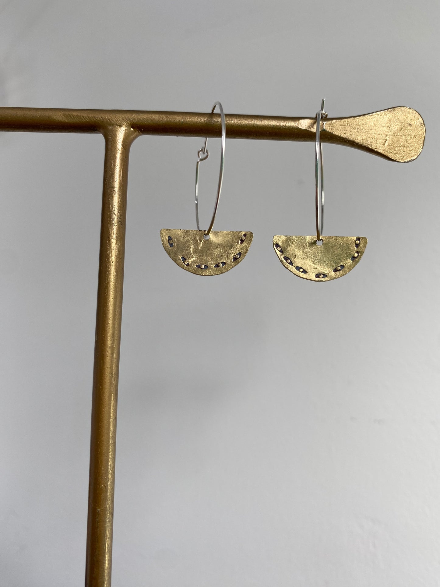 OMMA Raw Brass Semicircle Simple Hoop Earrings