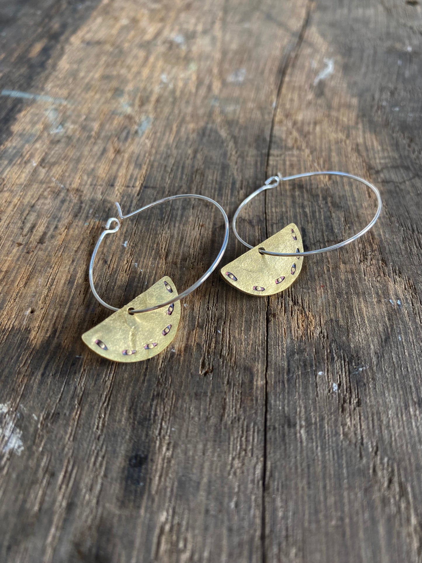 OMMA Raw Brass Semicircle Simple Hoop Earrings