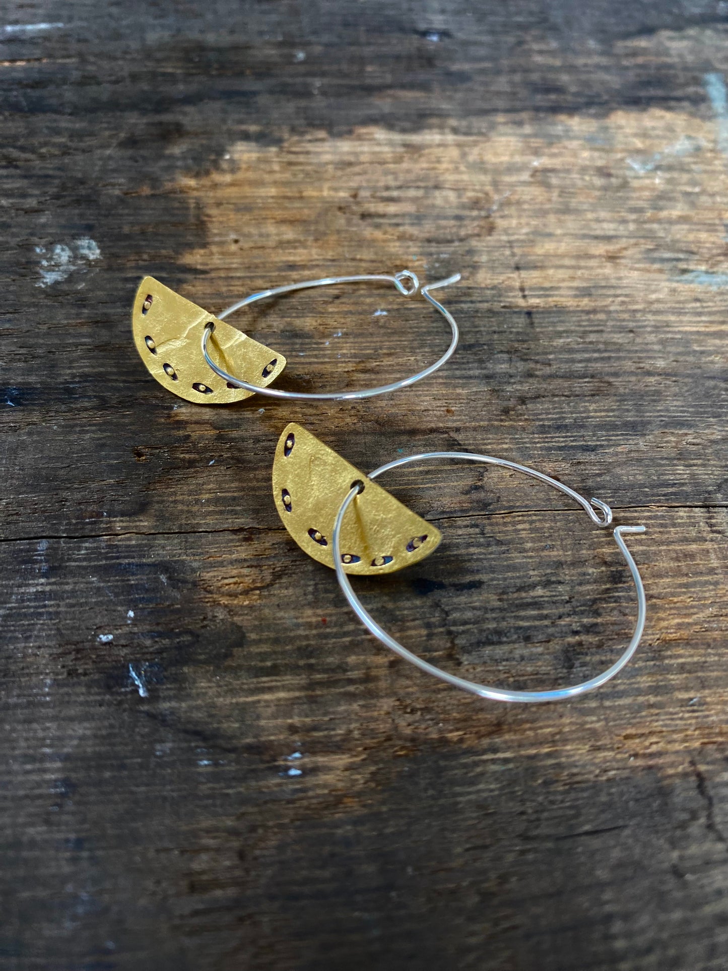 OMMA Raw Brass Semicircle Simple Hoop Earrings