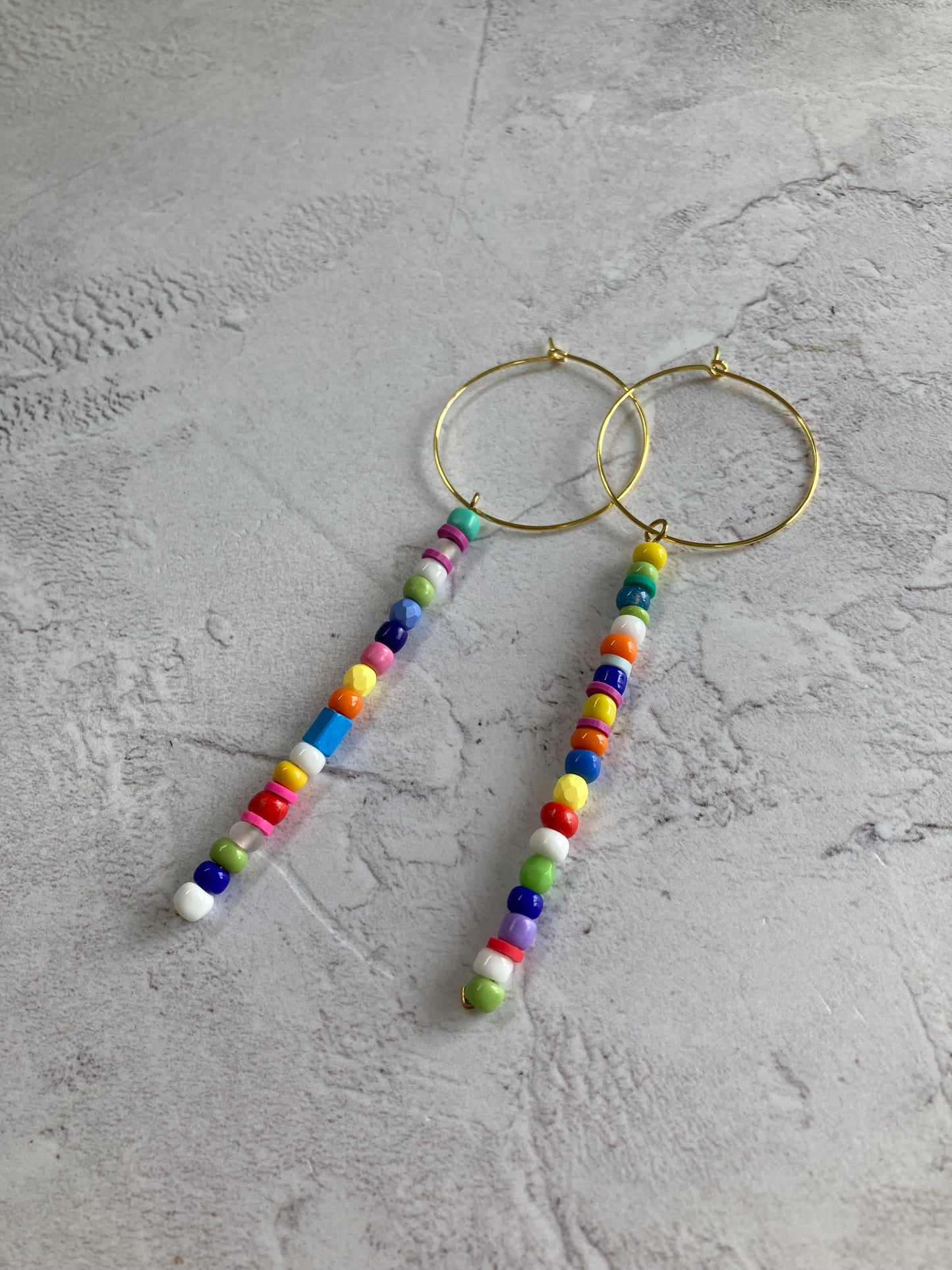 POP! Long Glass Colourful Hoop Earrings