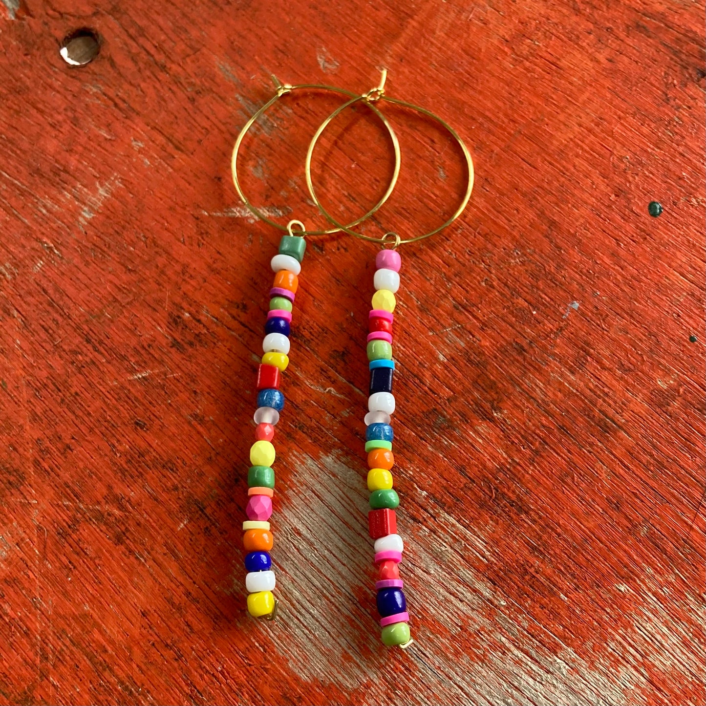 POP! Long Glass Colourful Hoop Earrings